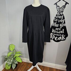 Positive Attitude Long Sleeve Vintage Pleated Black Mini Dress